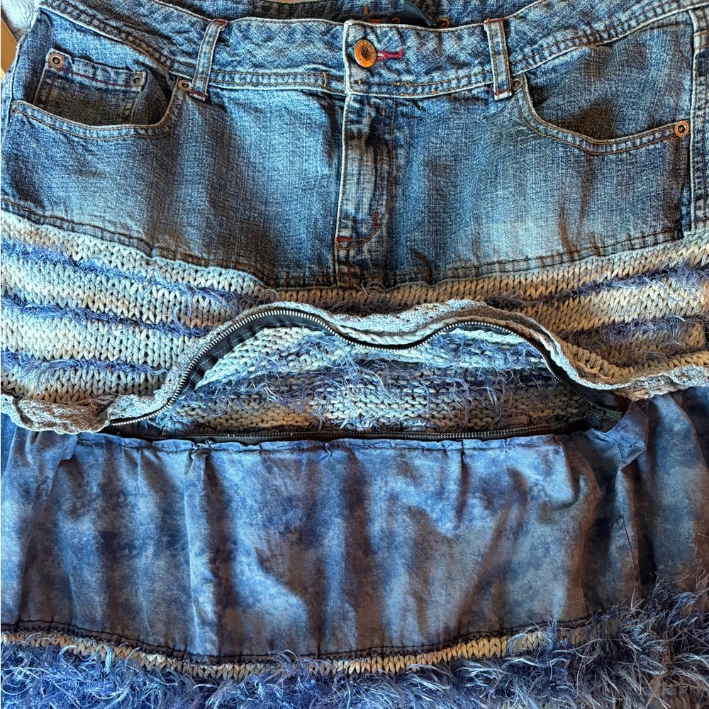Y2K Arizona Jeans Boho Whimsy Blue Tiered Skirt - Picture 7 of 8